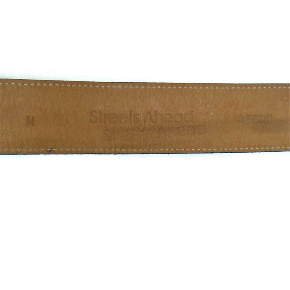 Vintage Italian Brown Leather Belt Silver Goldtone Buckle Loop Tip Hardware USA